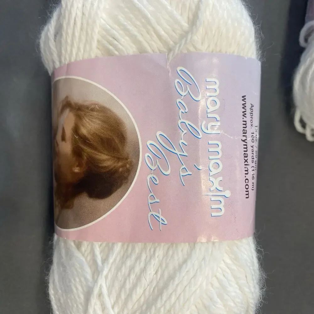 Mary Maxim Baby Soft Yarn Lot 6 Skeins White 001 DK Sport 100% Acrylic 960 Yds